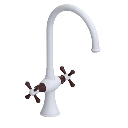 Rubinet Two Handle Single Hole Kitchen Set Matt White