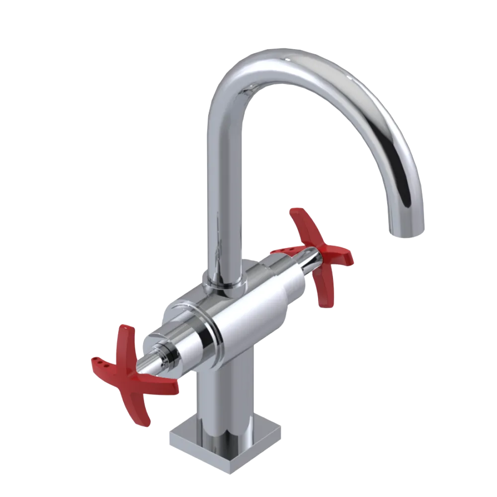 Rubinet Single Hole Dual Handle Lav. Set. (less drain) Chrome