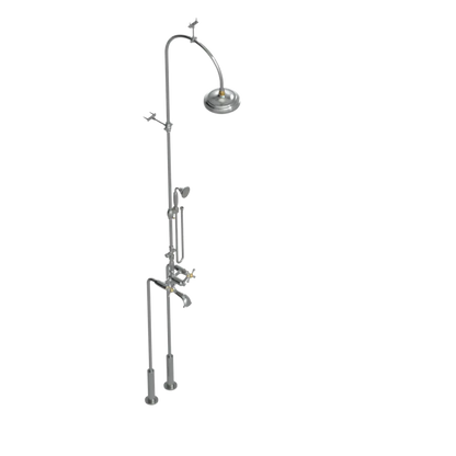 Rubinet Floor Mount Tub & Shower with hand held shower Satin Nickel