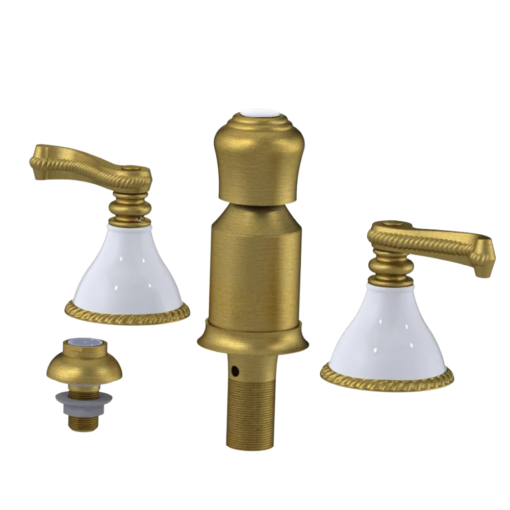 Rubinet Bidet Fitting with Spray, Diverter, and Vacum Breaker (Less Drain) Antique Brass Matt