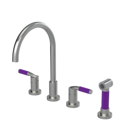 Rubinet Widespread Kitchen Set with Hand Spray Satin Nickel