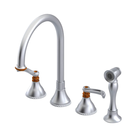Rubinet Widespread Kitchen Set with Hand Spray Satin Chrome