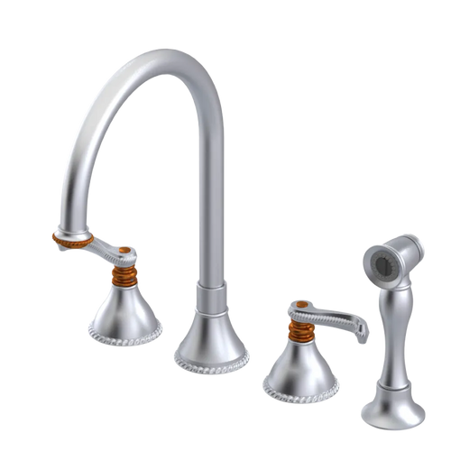 Rubinet Widespread Kitchen Set with Hand Spray Satin Chrome