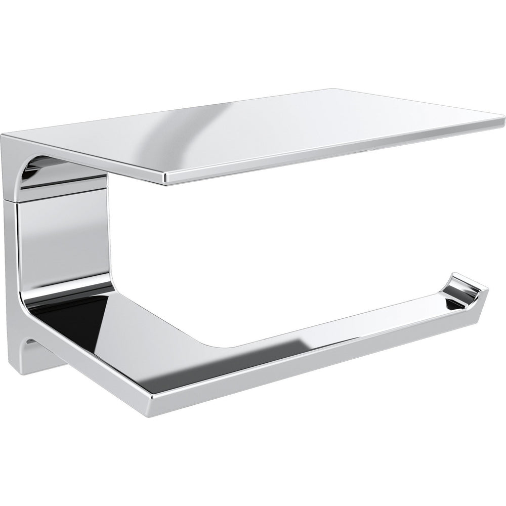 Pivotal Tissue Holder With Shelf - Chrome