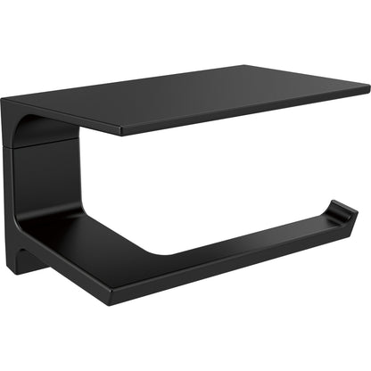 Pivotal Tissue Holder With Shelf - Matte Black