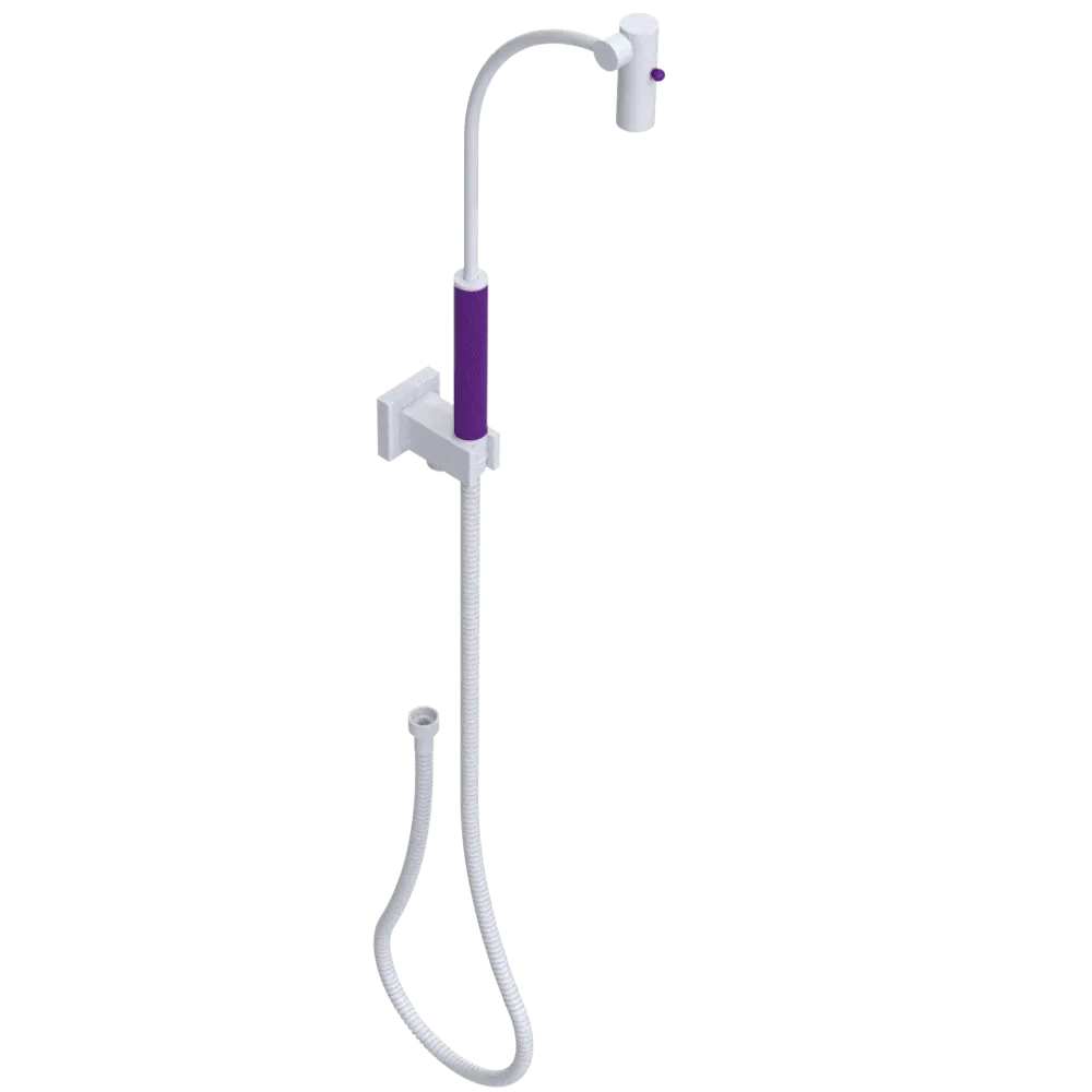 Rubinet Hand Held Shower Bidet with Extended Reach & Dual Function Spray Including Wall Bracket with Supply & Hose (Square) White