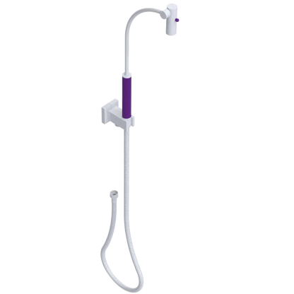 Rubinet Hand Held Shower Bidet with Extended Reach & Dual Function Spray Including Wall Bracket with Supply & Hose (Square) White