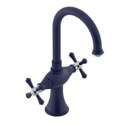 Rubinet Single Hole Dual Handle Lav. Set. (less drain) Midnight Blue