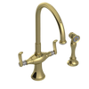 Rubinet Two Handle Single Hole Kitchen Set with Hand Spray Natural Brass