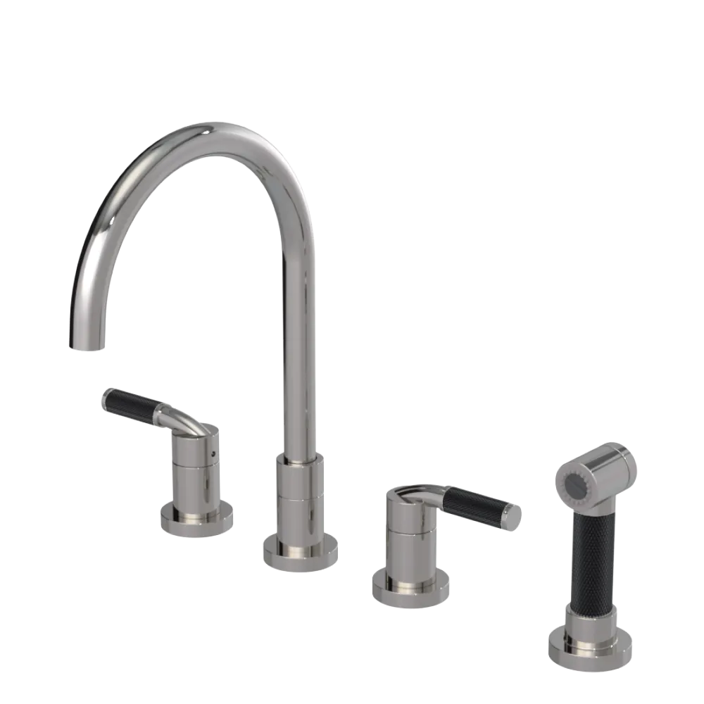Rubinet Widespread Kitchen Set with Hand Spray Polished Nickel