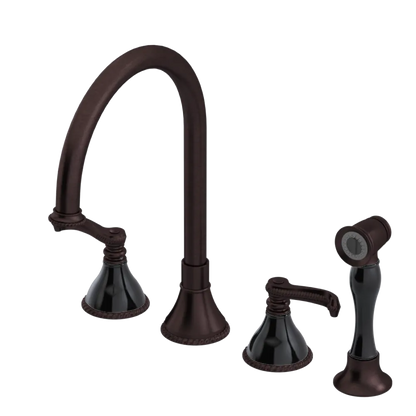 Rubinet Widespread Kitchen Set with Hand Spray Tuscan Brass