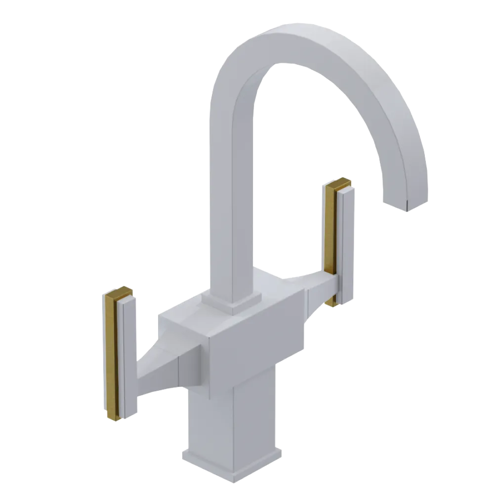 Rubinet Single Hole Dual Handle Lav. Set. (less drain) White
