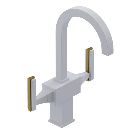 Rubinet Single Hole Dual Handle Lav. Set. (less drain) White