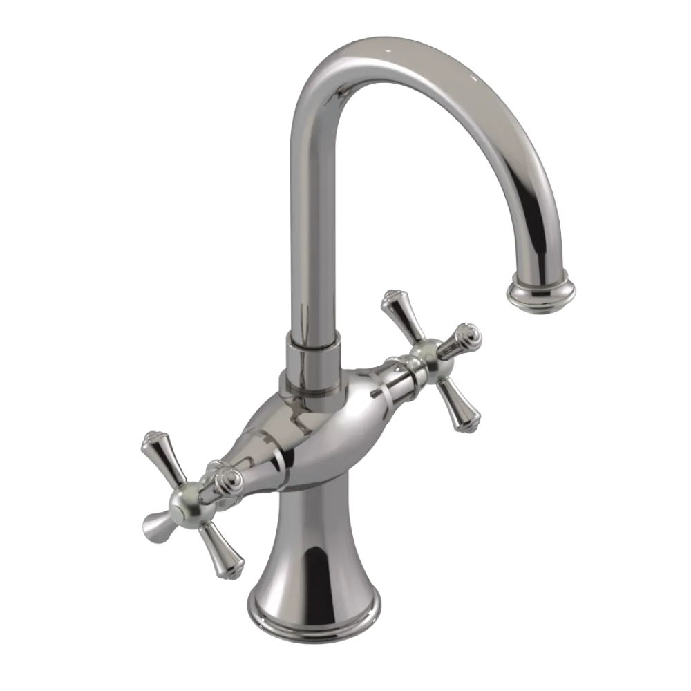 Rubinet Single Hole Dual Handle Lav. Set. (less drain) Polished Nickel