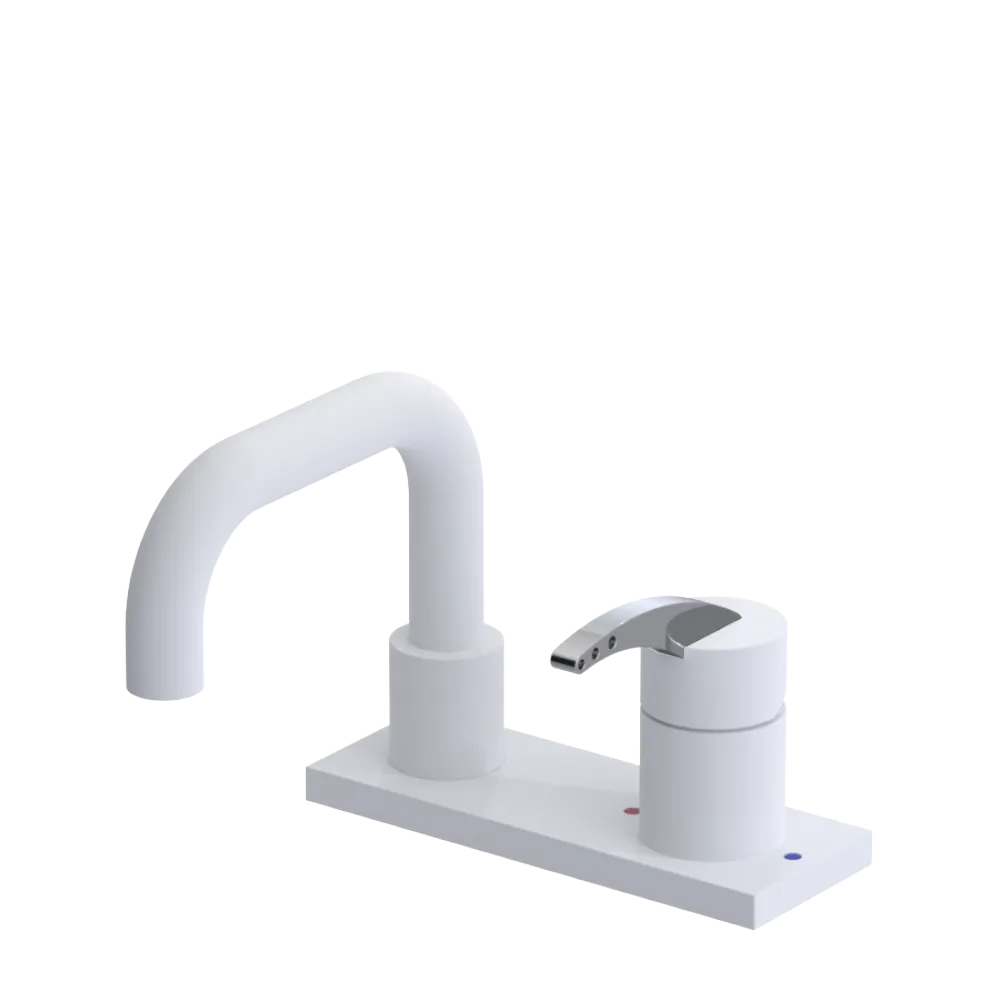 Rubinet 4" Centre Single Control Lav. Set. with Genesis spout (less drain) Matt White