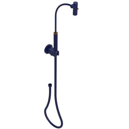 Rubinet Hand Held Shower Bidet with Extended Reach & Dual Function Spray Including Wall Bracket with Supply & Hose (Round) Midnight Blue