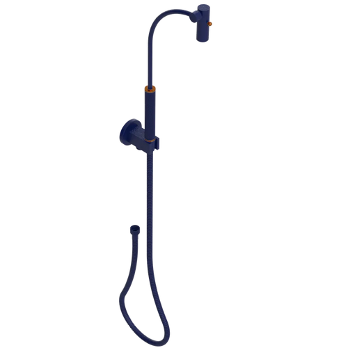 Rubinet Hand Held Shower Bidet with Extended Reach & Dual Function Spray Including Wall Bracket with Supply & Hose (Round) Midnight Blue