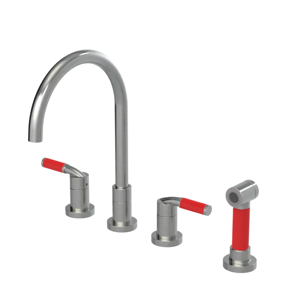 Rubinet Widespread Kitchen Set with Hand Spray Satin Nickel