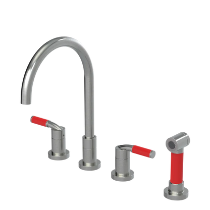 Rubinet Widespread Kitchen Set with Hand Spray Satin Nickel