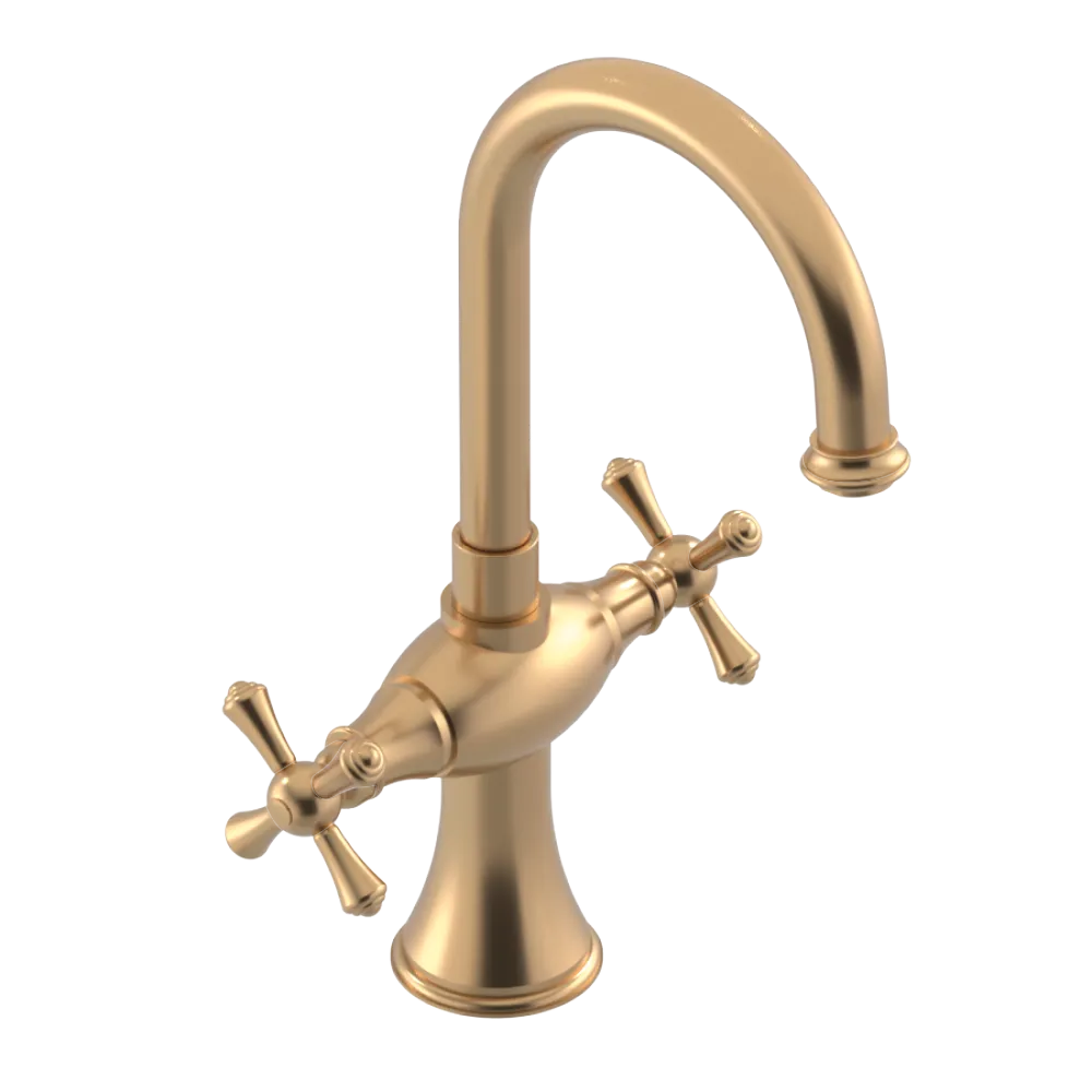 Rubinet Single Hole Dual Handle Lav. Set. (less drain) Satin Gold