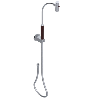 Rubinet Hand Held Shower Bidet with Extended Reach & Dual Function Spray Including Wall Bracket with Supply & Hose (Round) Satin Chrome