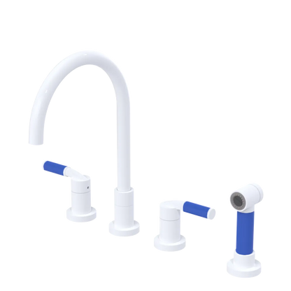 Rubinet Widespread Kitchen Set with Hand Spray White