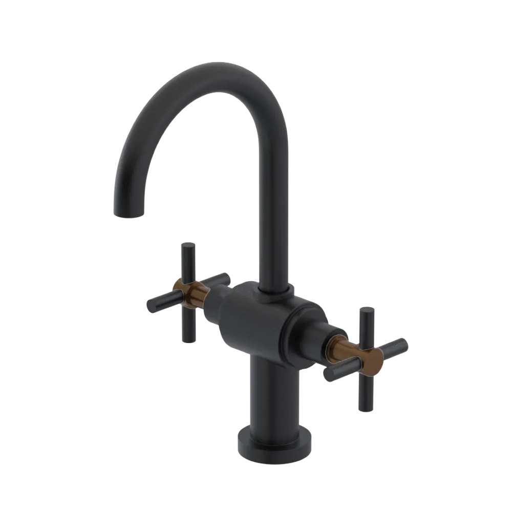 Rubinet Single Hole Dual Handle Lav. Set with LaSalle Spout (less drain) Matt Black