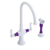 Rubinet Two Handle Single Hole Kitchen Set with Hand Spray Matt White