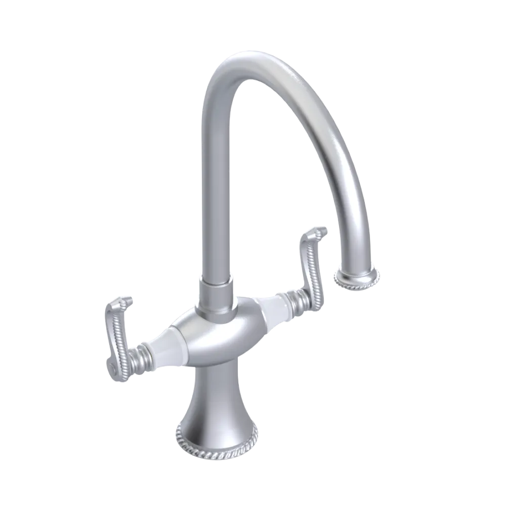 Rubinet Two Handle Single Hole Kitchen Set Satin Chrome