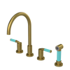 Rubinet Widespread Kitchen Set with Hand Spray Antique Brass Matt