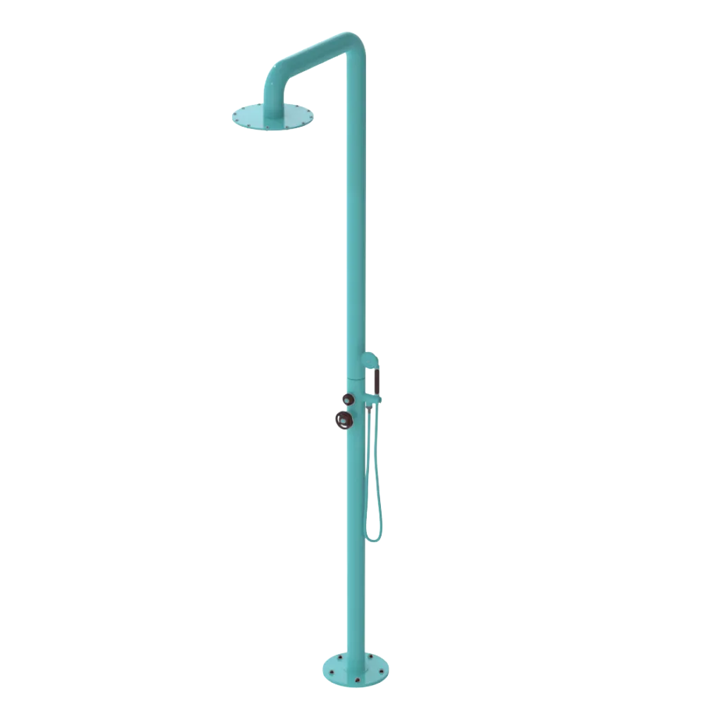Rubinet Pressure Balance Outdoor Shower with Hand Held Shower & 10" Shower Head - 304 Stainless Steel Aqua