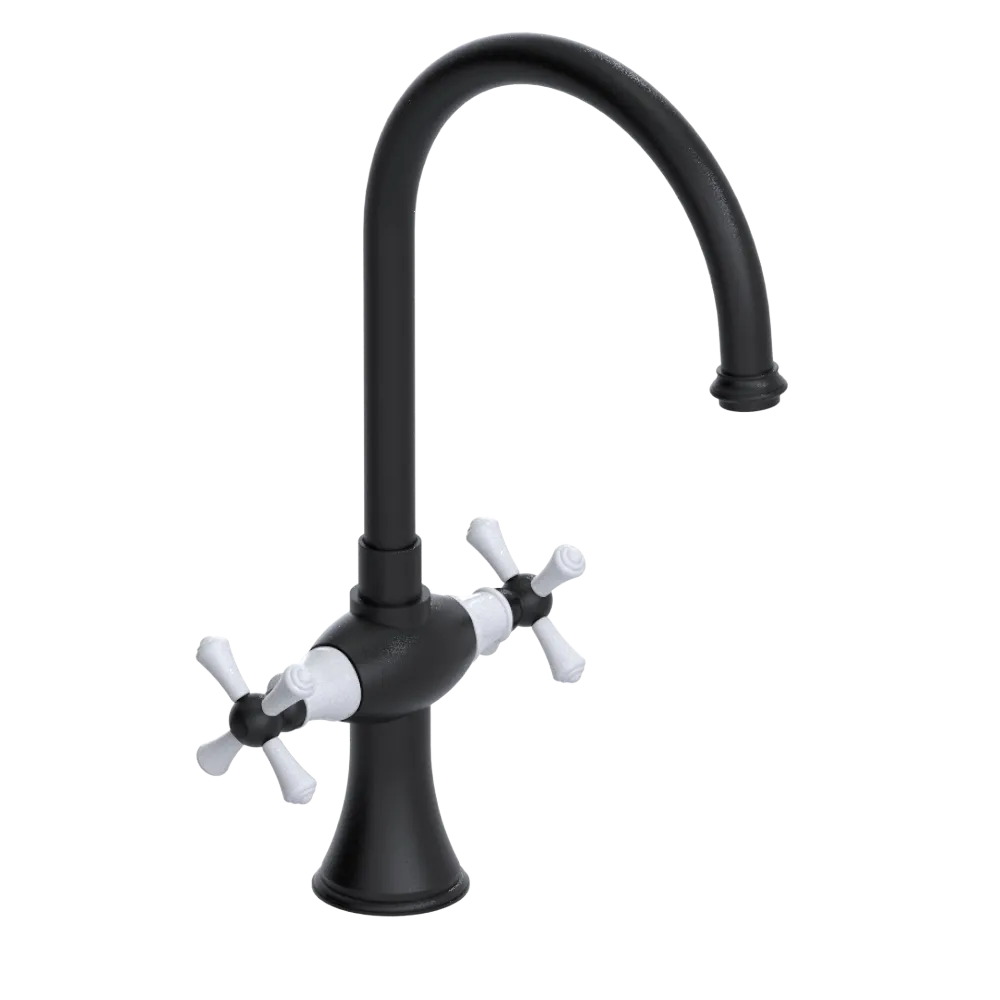 Rubinet Two Handle Single Hole Kitchen Set Matt Black