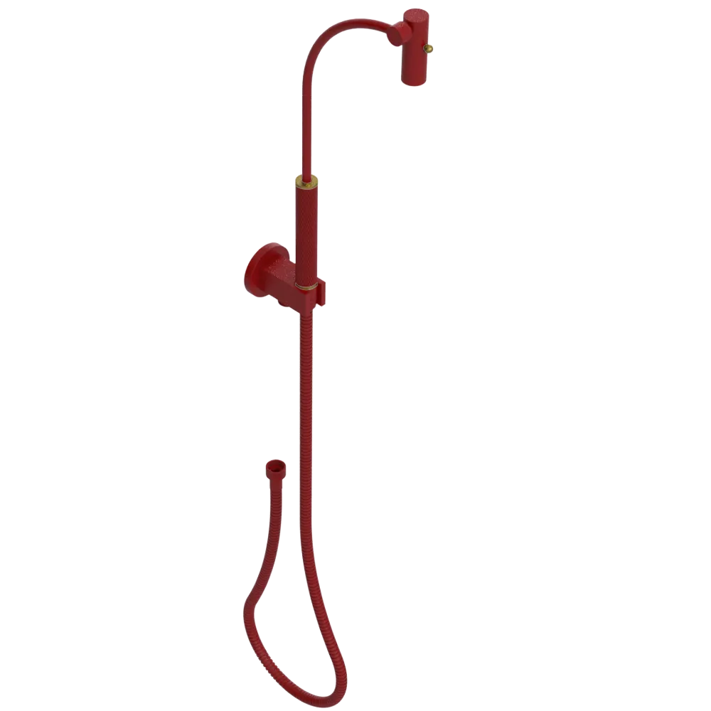 Rubinet Hand Held Shower Bidet with Extended Reach & Dual Function Spray Including Wall Bracket with Supply & Hose (Round) Maroon