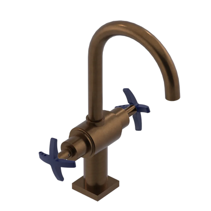 Rubinet Single Hole Dual Handle Lav. Set. (less drain) Tuscan Brass