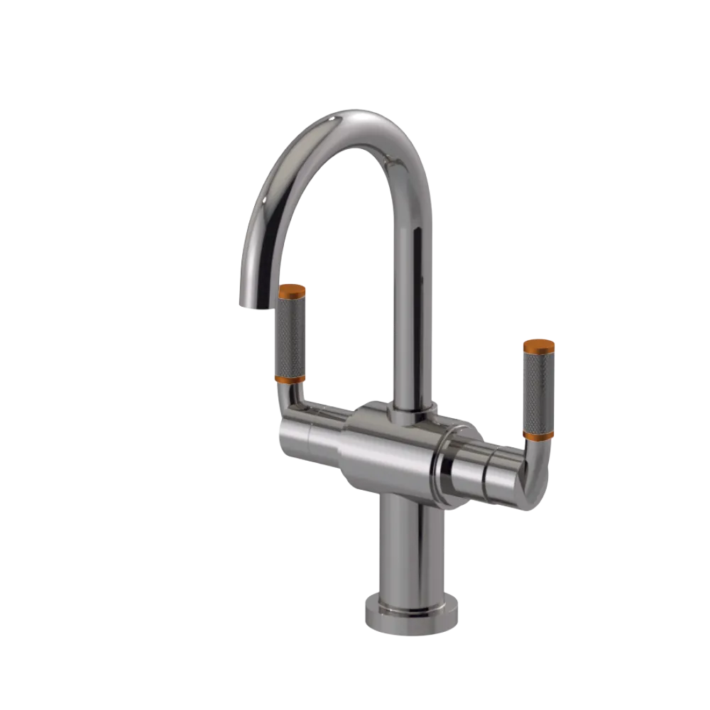 Rubinet Single Hole Dual Handle Lav. Set. (less drain) Polished Nickel