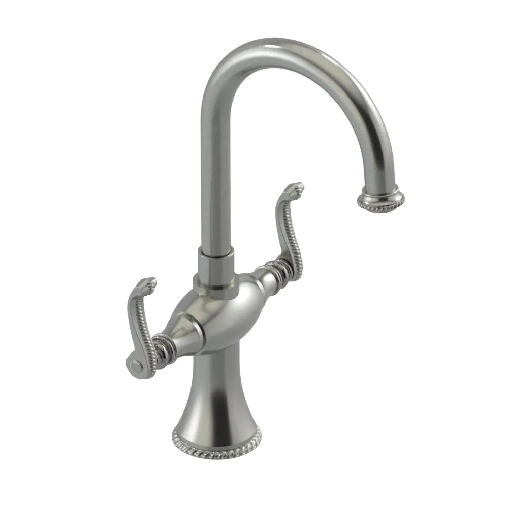 Rubinet Single Hole Dual Handle Lav. Set. (less drain) Satin Nickel