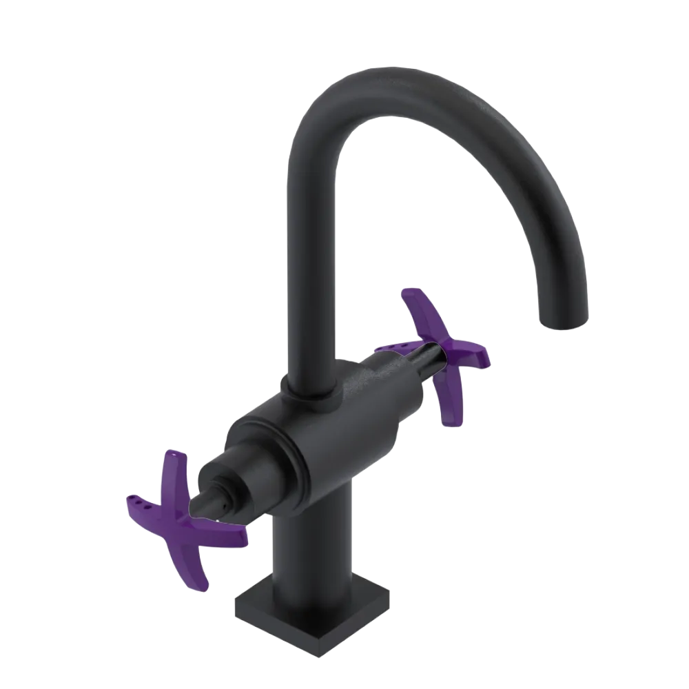 Rubinet Single Hole Dual Handle Lav. Set. (less drain) Matt Black