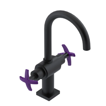 Rubinet Single Hole Dual Handle Lav. Set. (less drain) Matt Black