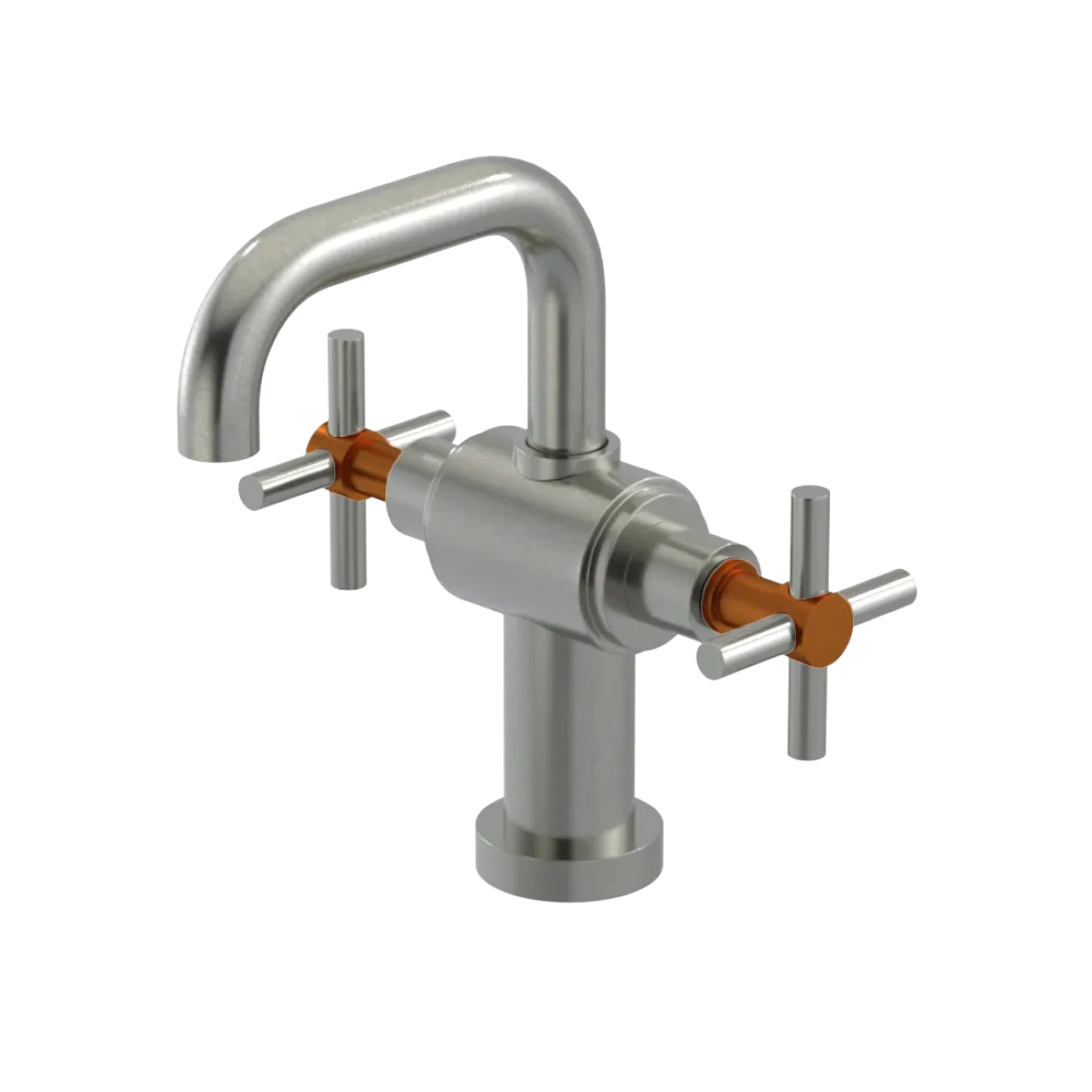 Rubinet Single Hole Dual Handle Lav. Set. (less drain) Satin Nickel