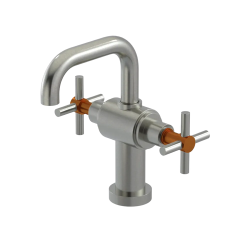 Rubinet Single Hole Dual Handle Lav. Set. (less drain) Satin Nickel