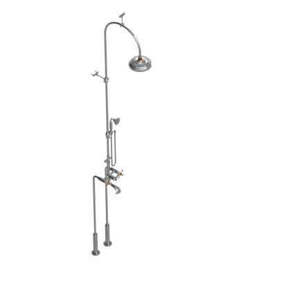 Rubinet Floor Mount Tub & Shower with hand held shower Satin Nickel