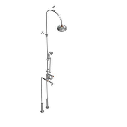Rubinet Floor Mount Tub & Shower with hand held shower Satin Nickel