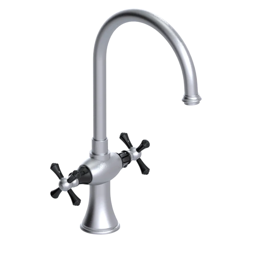 Rubinet Two Handle Single Hole Kitchen Set Satin Chrome