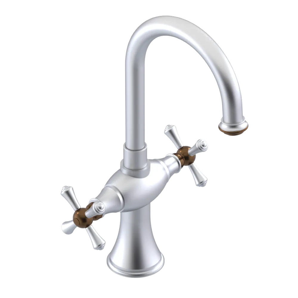 Rubinet Single Hole Dual Handle Lav. Set. (less drain) Satin Chrome