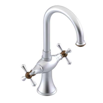 Rubinet Single Hole Dual Handle Lav. Set. (less drain) Satin Chrome