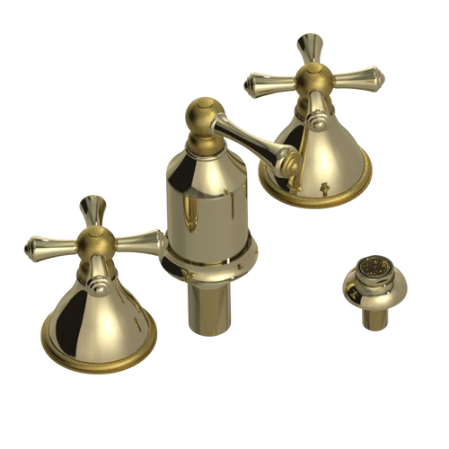 Rubinet Bidet Fitting with Spray, Diverter, and Vacum Breaker (Less Drain) Bright Brass