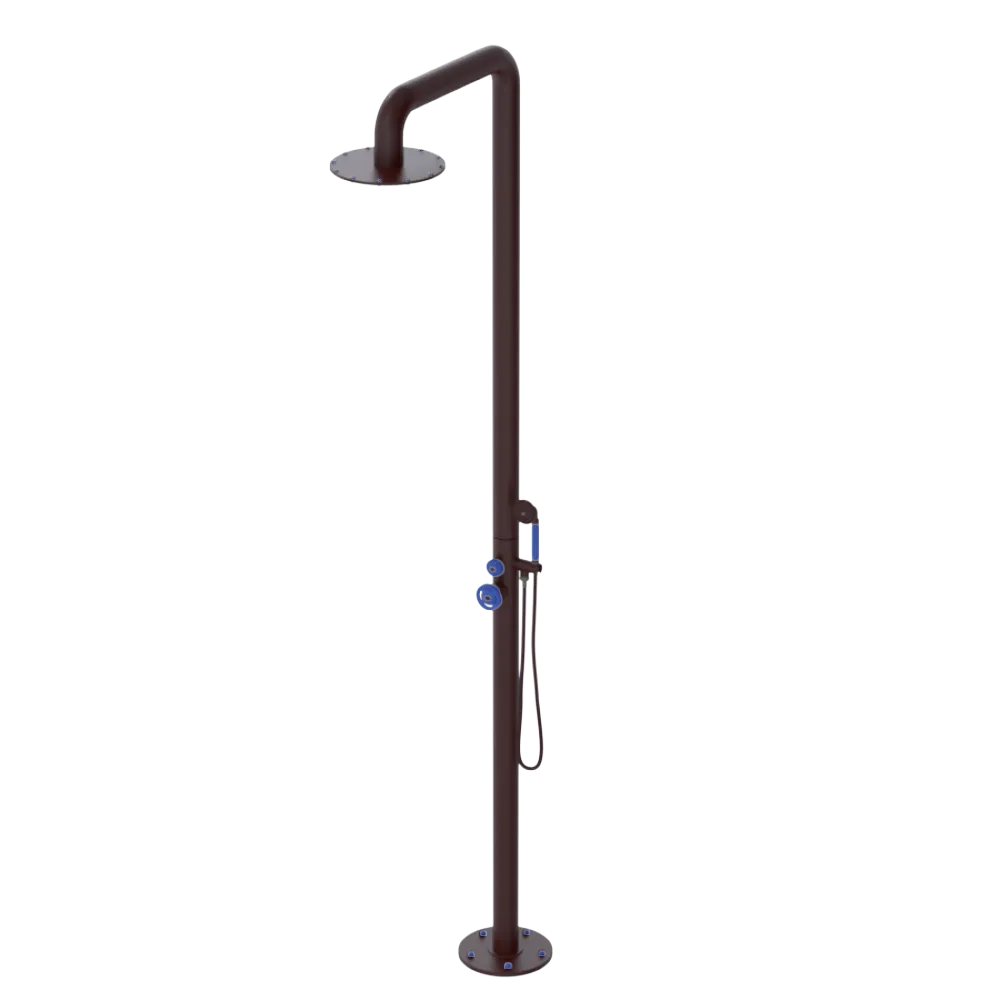 Rubinet Pressure Balance Outdoor Shower with Hand Held Shower & 10" Shower Head - 304 Stainless Steel Bordeaux