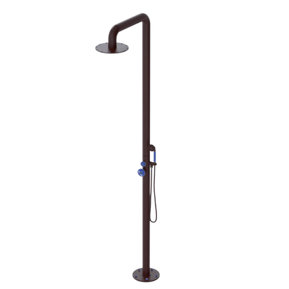 Rubinet Pressure Balance Outdoor Shower with Hand Held Shower & 10" Shower Head - 304 Stainless Steel Bordeaux