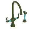 Rubinet Two Handle Single Hole Kitchen Set with Hand Spray Green Envy