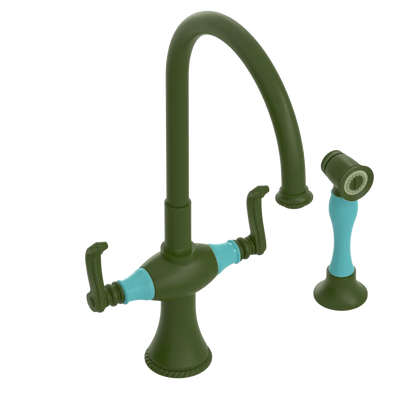 Rubinet Two Handle Single Hole Kitchen Set with Hand Spray Green Envy
